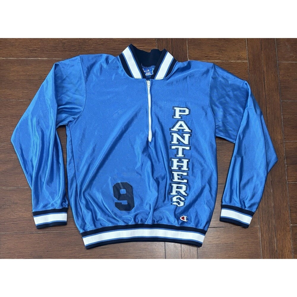 Vintage Champion Men’s M Carolina Panthers Made In USA Blue 1/4 Zip Jacket Rare